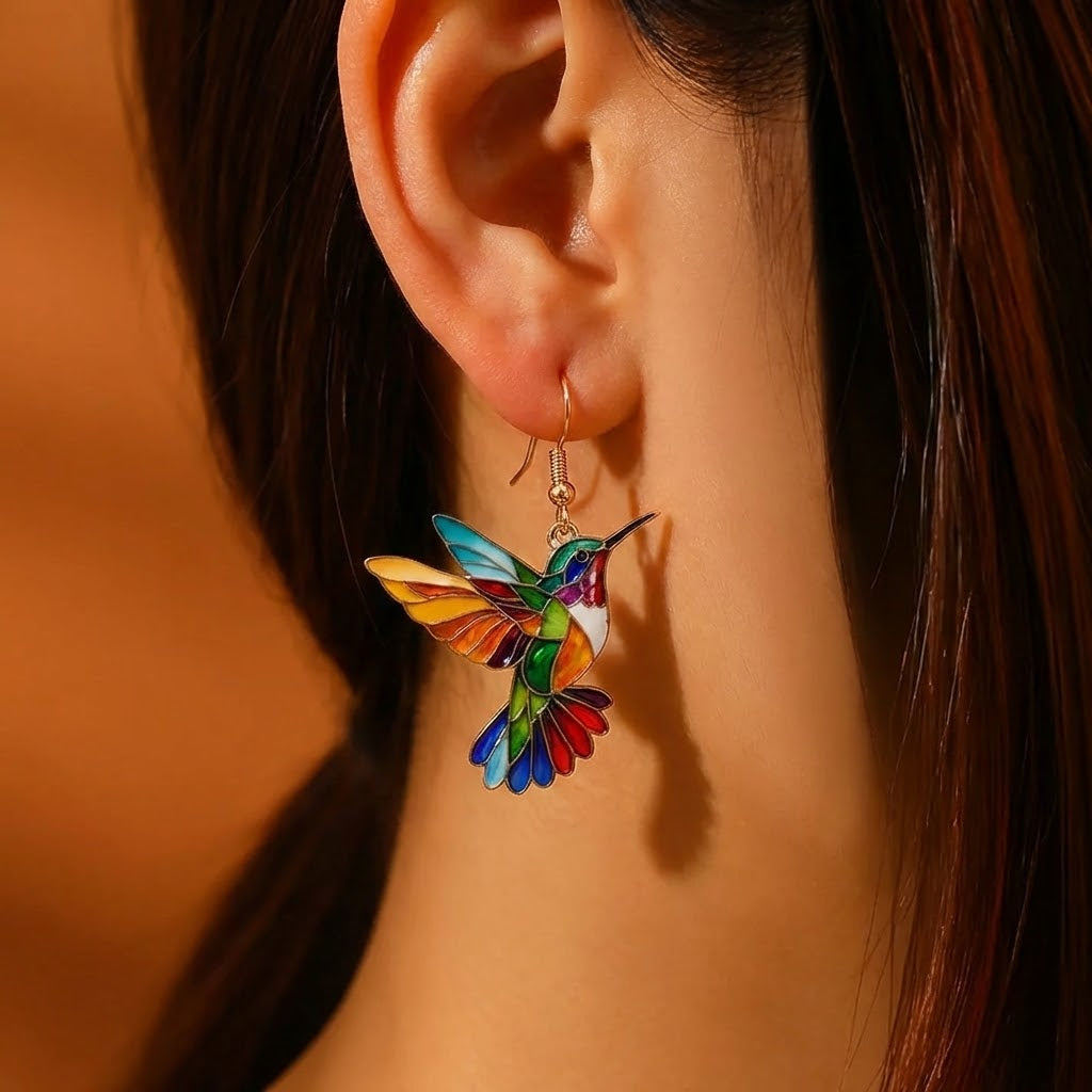 Collier Colibri avec Boucles d'Oreilles Offertes