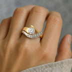 Vintage Irregular Gold and Silver Zircon Ring
