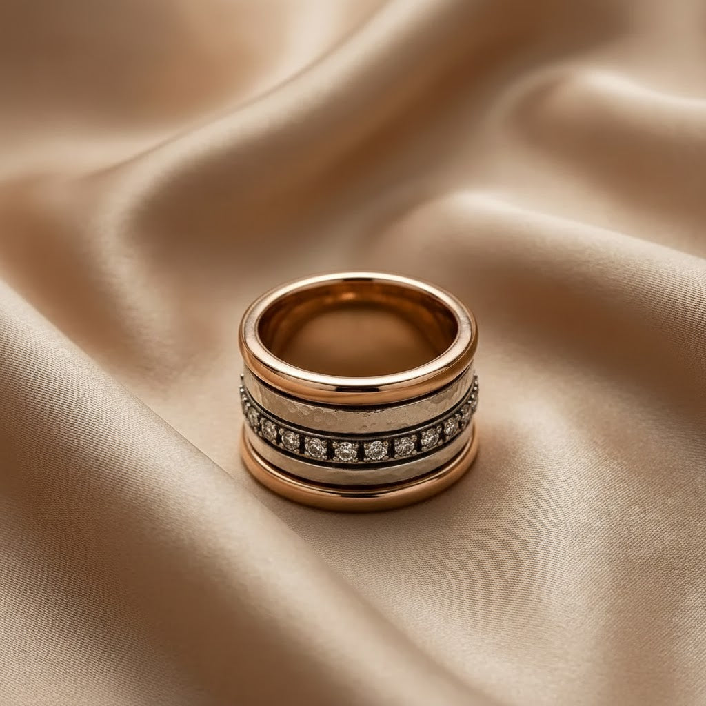 Bague vintage en or épais à plusieurs couches