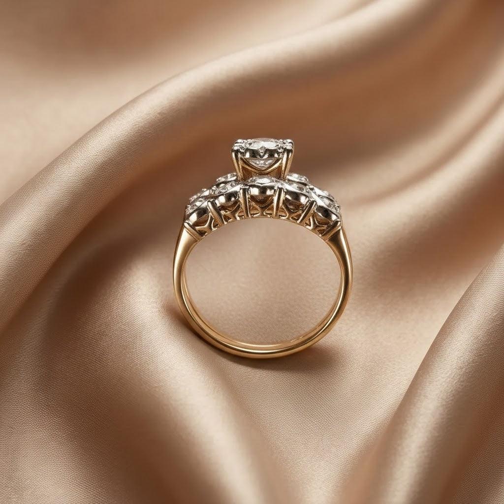 Bague vintage en or brillant