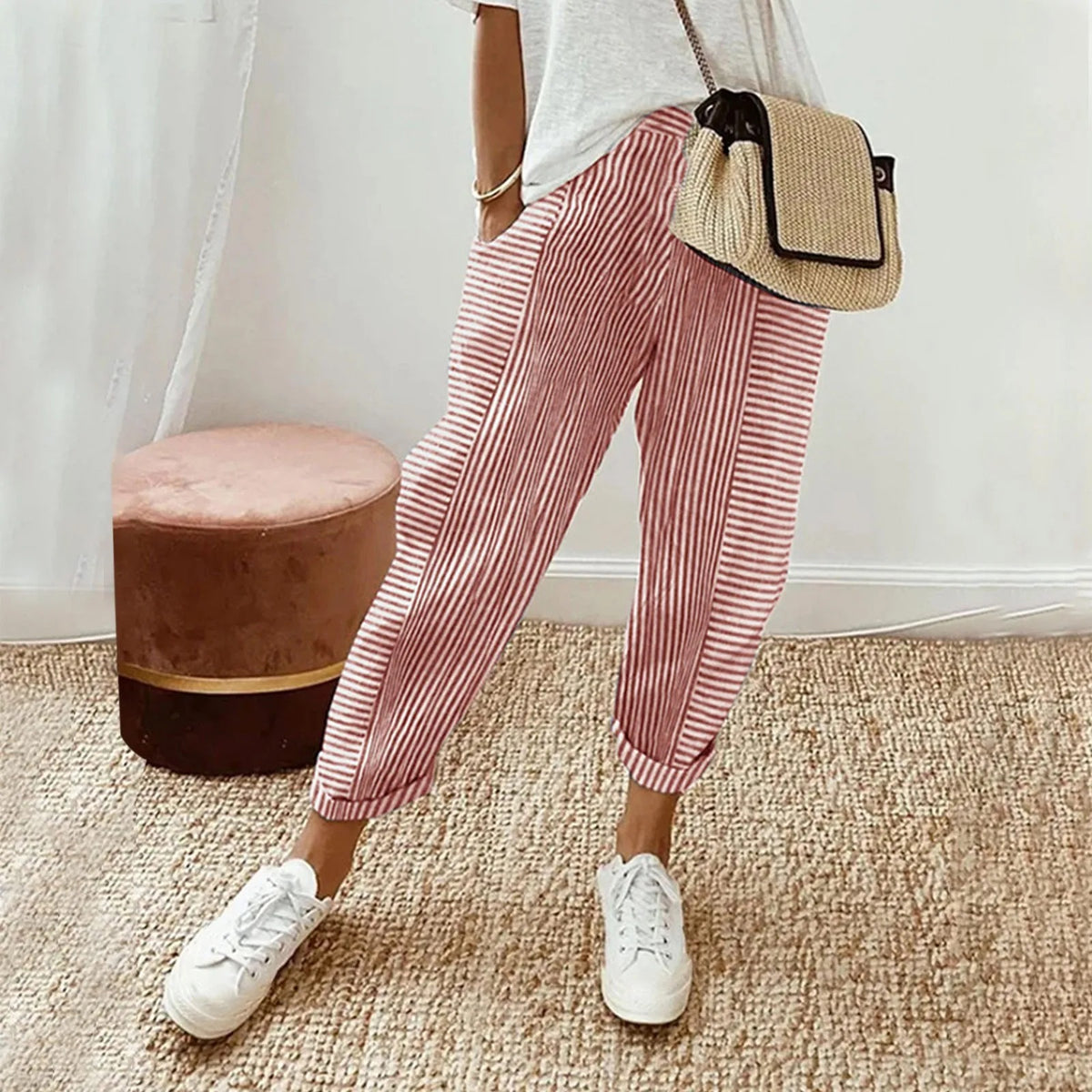 laure - Soft, lightweight striped trousers