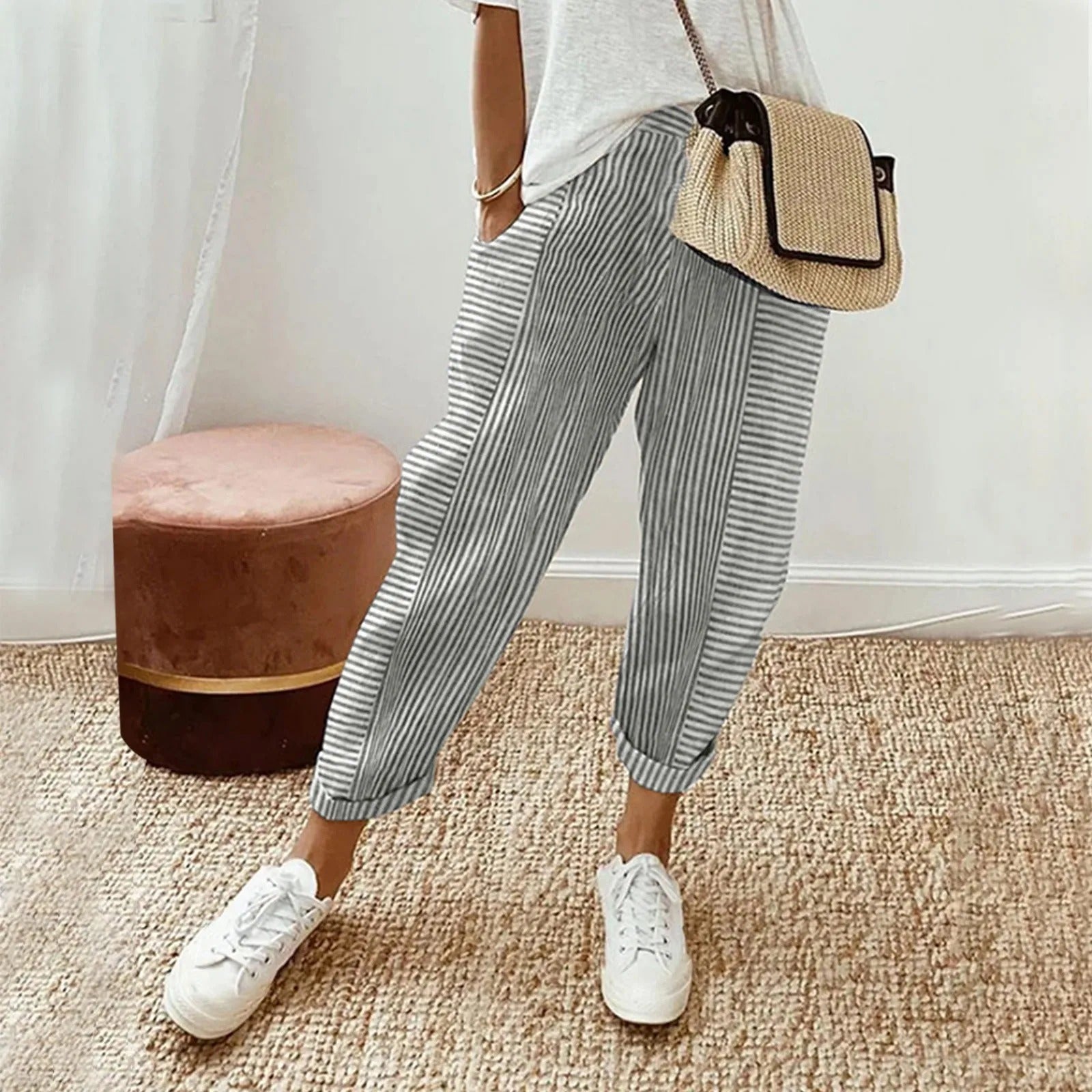laure - Soft, lightweight striped trousers