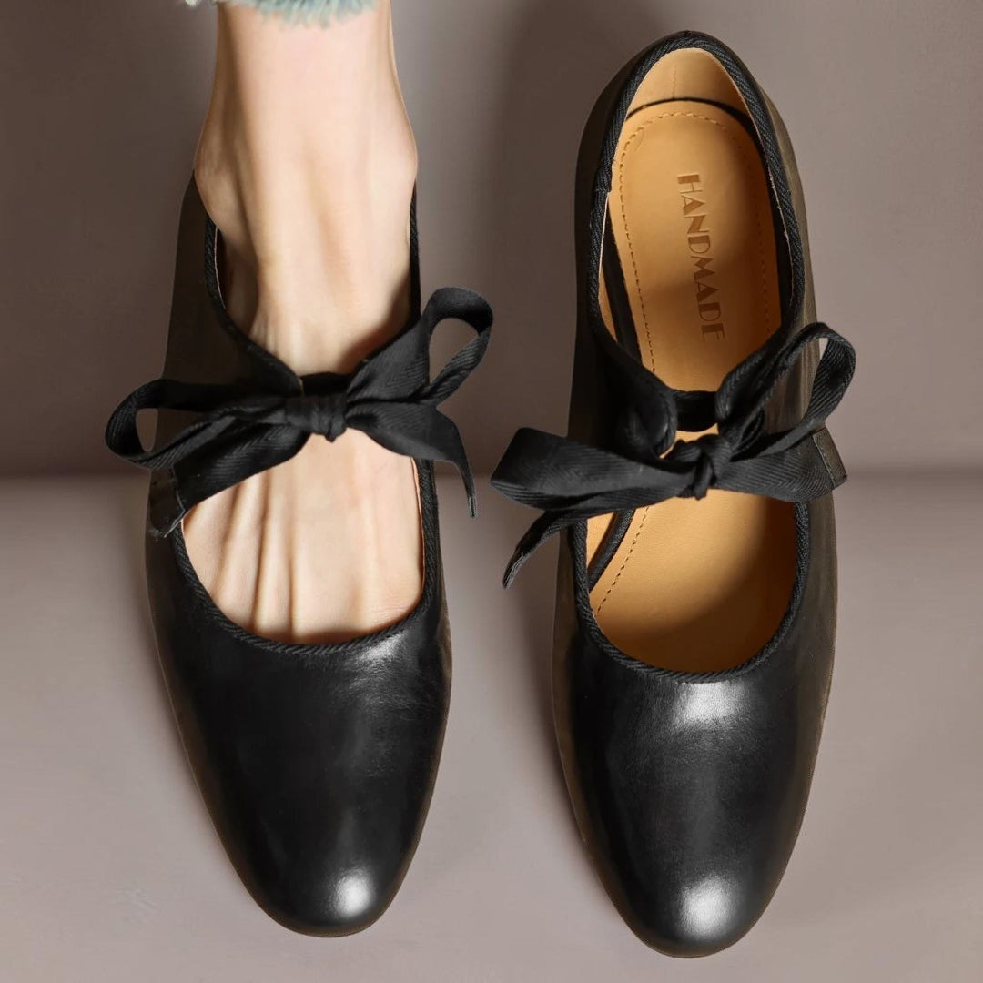 Rosamund | Leather Bow Mary Jane Flats