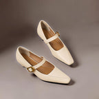 Zorae | Paneled Mary Jane Block Heel with Gold Buckle