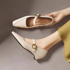 Zorae | Paneled Mary Jane Block Heel with Gold Buckle