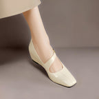 Viora | Genuine Leather Mary Jane Heels with Buckle Strap