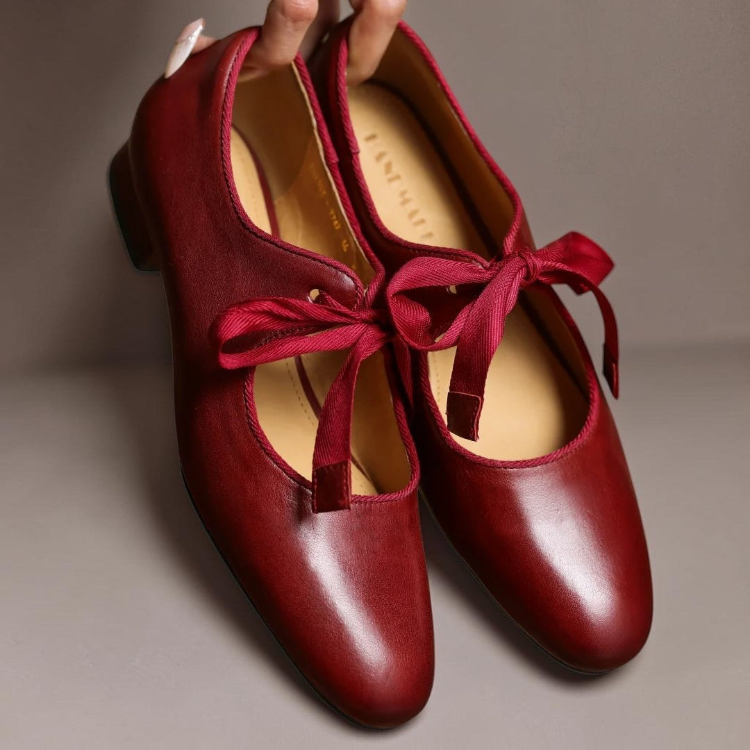 Rosamund | Leather Bow Mary Jane Flats