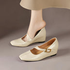 Viora | Genuine Leather Mary Jane Heels with Buckle Strap