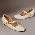 Viora | Genuine Leather Mary Jane Heels with Buckle Strap