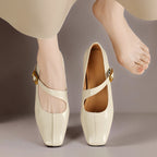 Viora | Genuine Leather Mary Jane Heels with Buckle Strap