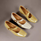 Viora | Genuine Leather Mary Jane Heels with Buckle Strap