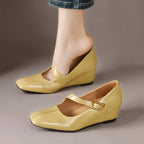 Viora | Genuine Leather Mary Jane Heels with Buckle Strap