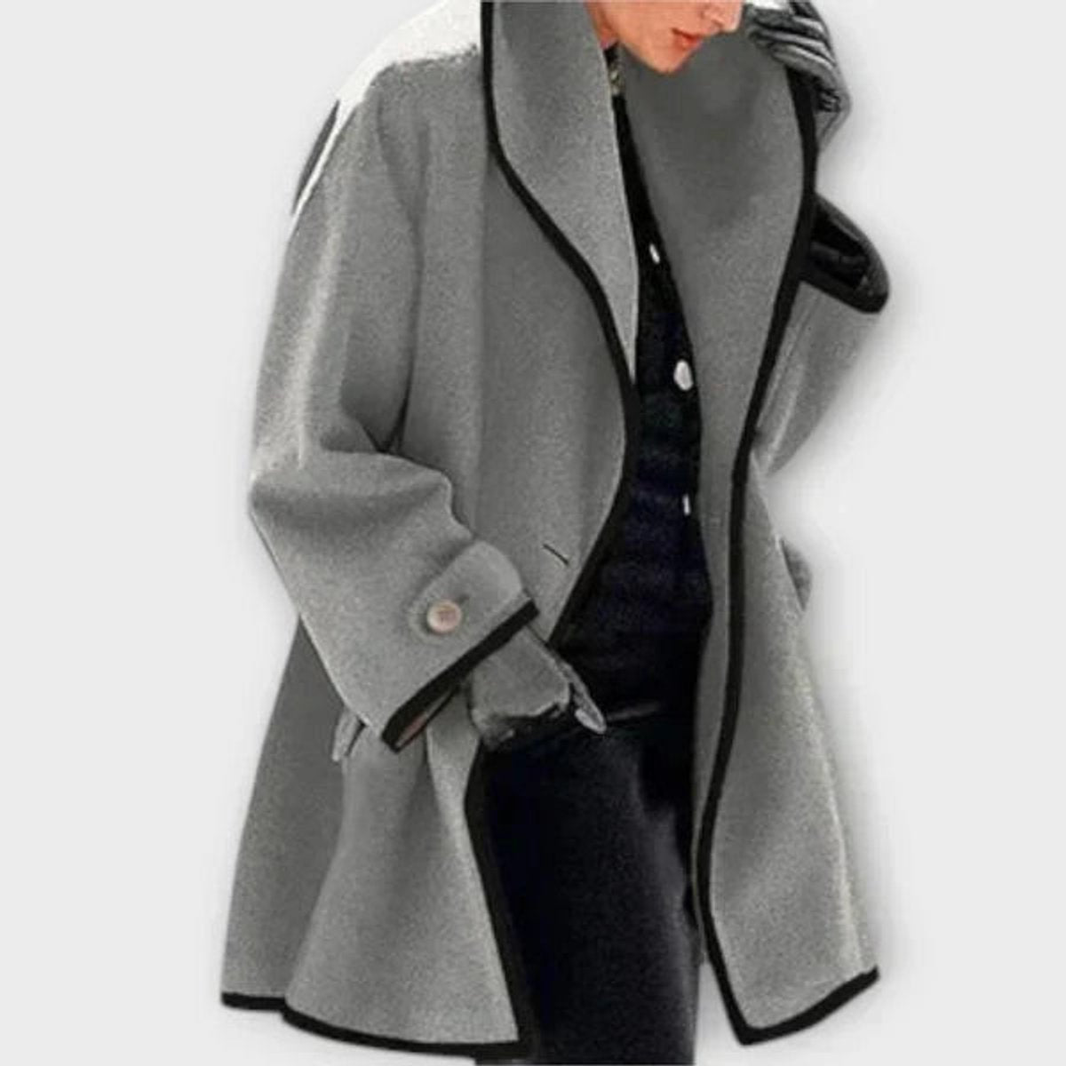 Flora | Oversized Contrast-Trim Coat